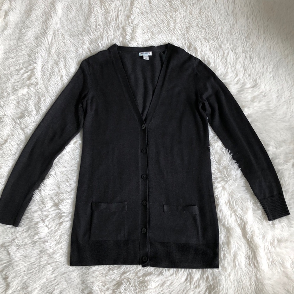 Old Navy dark grey long button front sweater